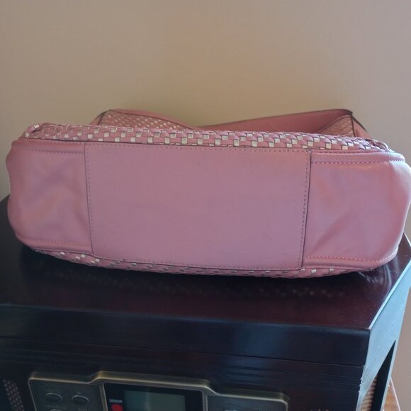Coach Park Avery Hobo Bucket Shoulder Tote Bag Mauve Pink & Gold Woven Leather - Picture 5 of 12